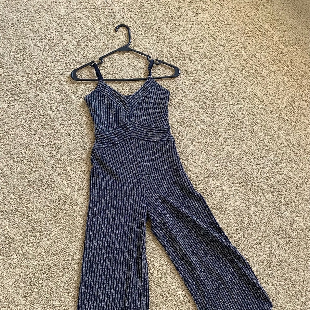 Shimmery Glittery Prom Black and Silver Jumpsuit